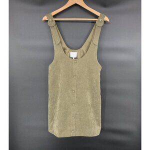 Hayden Los Angeles Corduroy Overall Jumper Dress Womens M Olive Green School